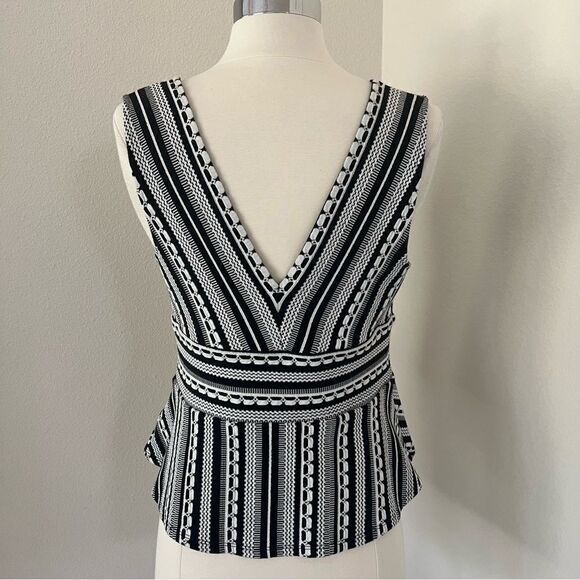 ANTHROPOLOGIE Vanessa Virginia black and white Upton peplum tank top SP - Picture 7 of 8